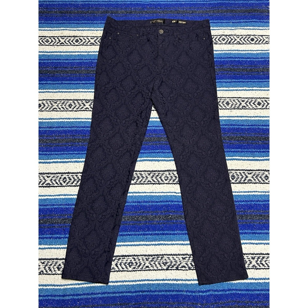 Kardashian Kollection Curvy Skinny Dress Pants Womens 16 Damask Jacquard Stretch
